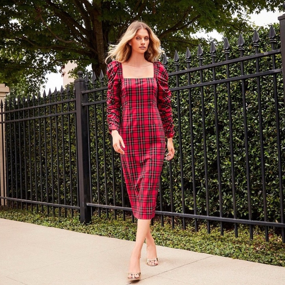 ANTONIO MELANI Red and Black Plaid Kids Dress